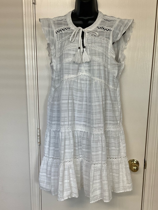 Knox Rose Dresses & Skirts - Knox Rose White Tiered Tassel-Front Lace Dress